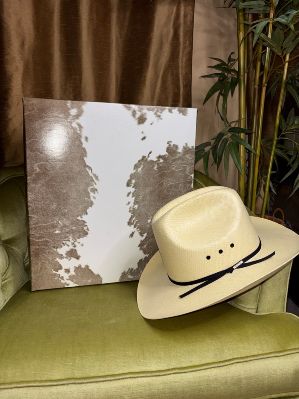 Vintage Resistol Cowboy Straw Hat Genuine Shantung 7 1/4  Oval Texas